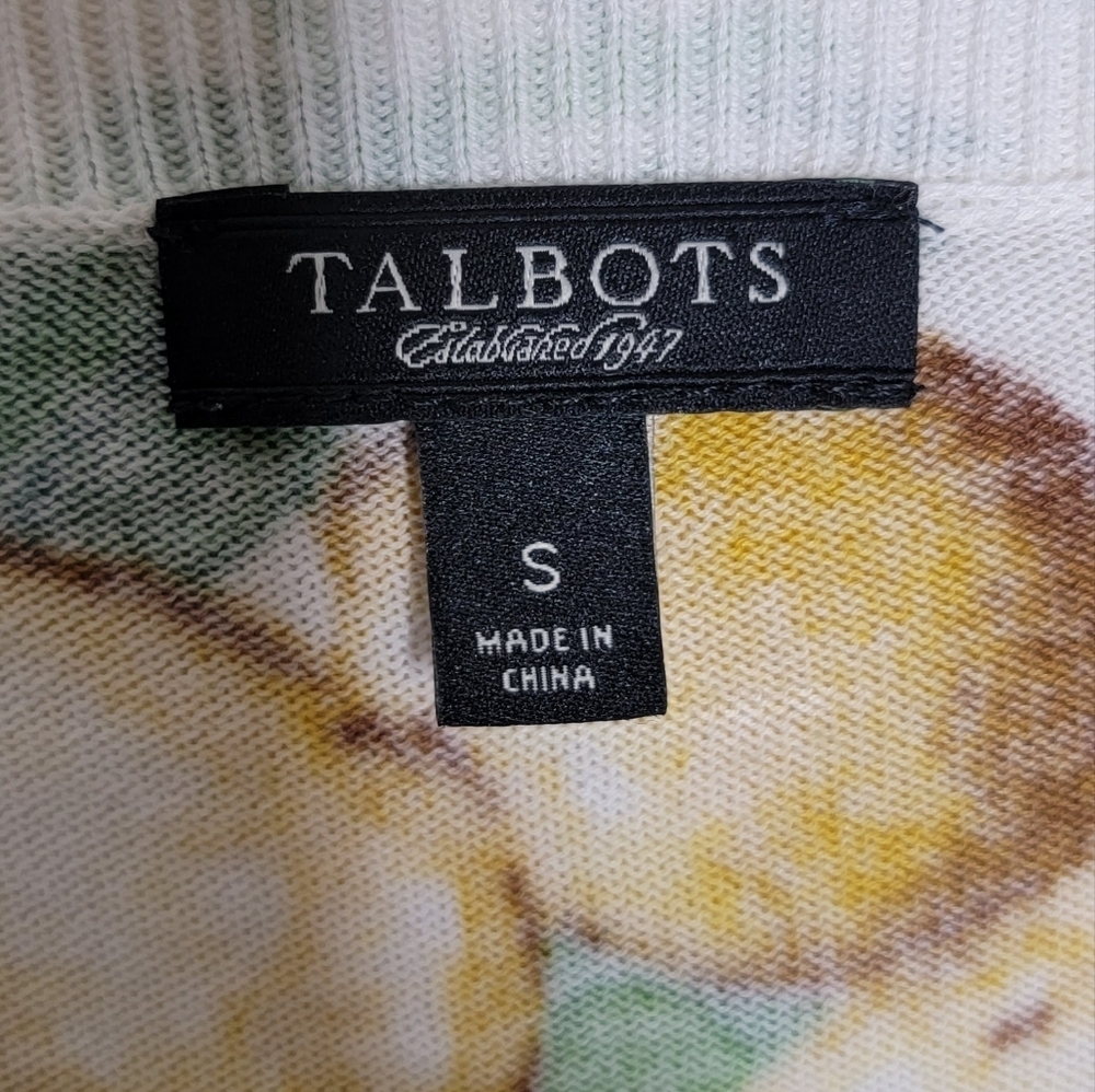 Talbots | Lemon Print V-neck Button Front 3/4 Sle… - image 4